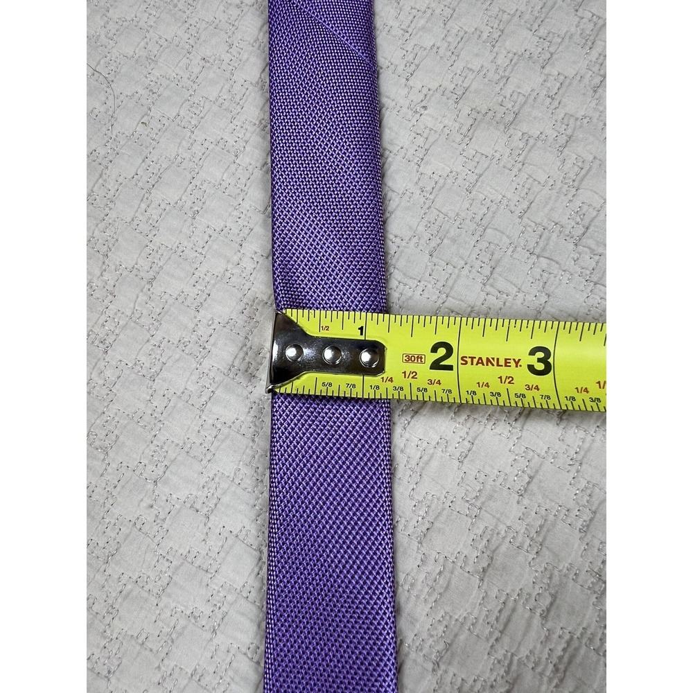 Silk Tie Hand Made Geometric Business Casual Wedding | Purple | 57"L 4"W - Picture 8 of 8